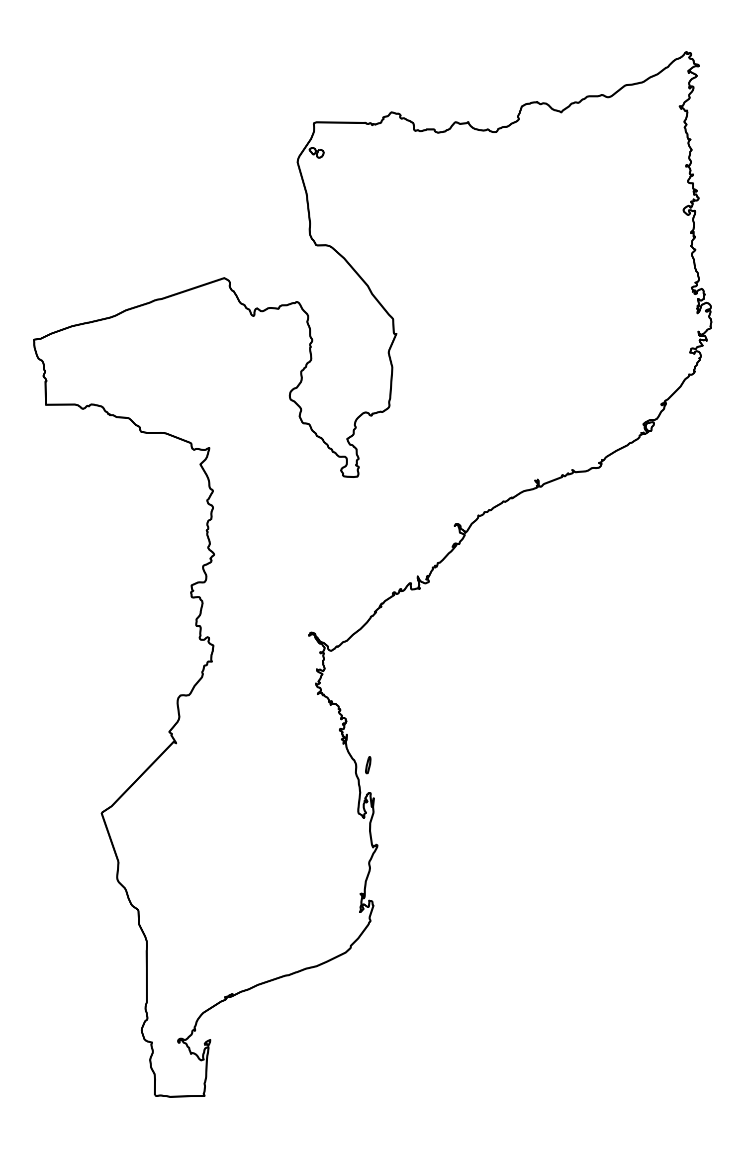 Mozambique Outline Map