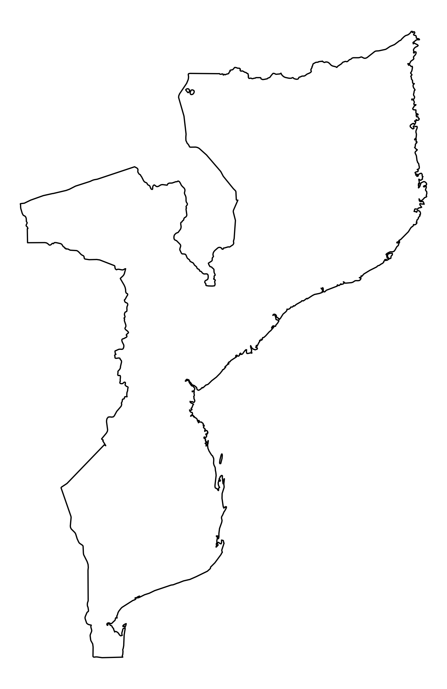 Mozambique Outline Map Mozambique Map OutlineMap