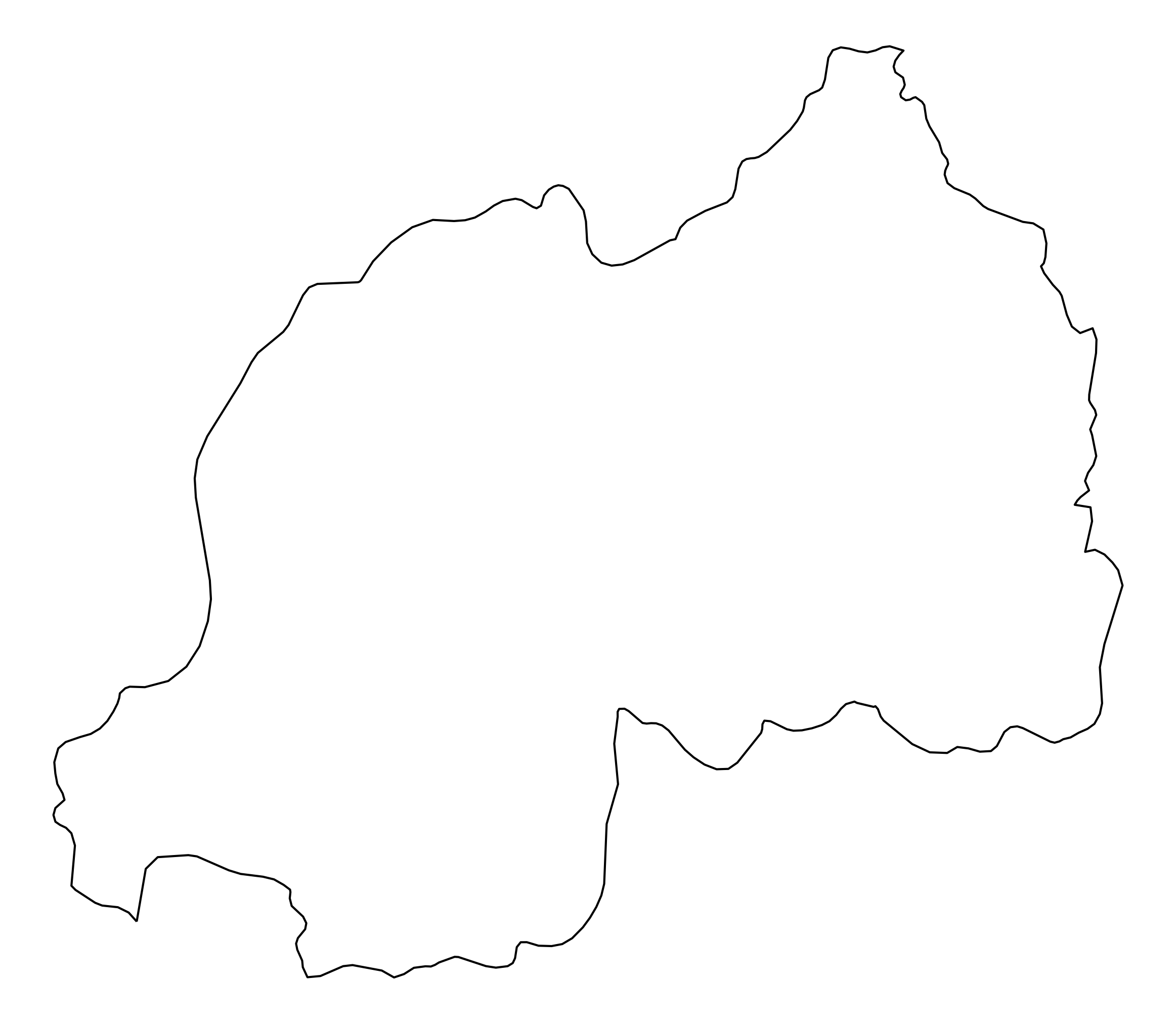 Rwanda Outline Map