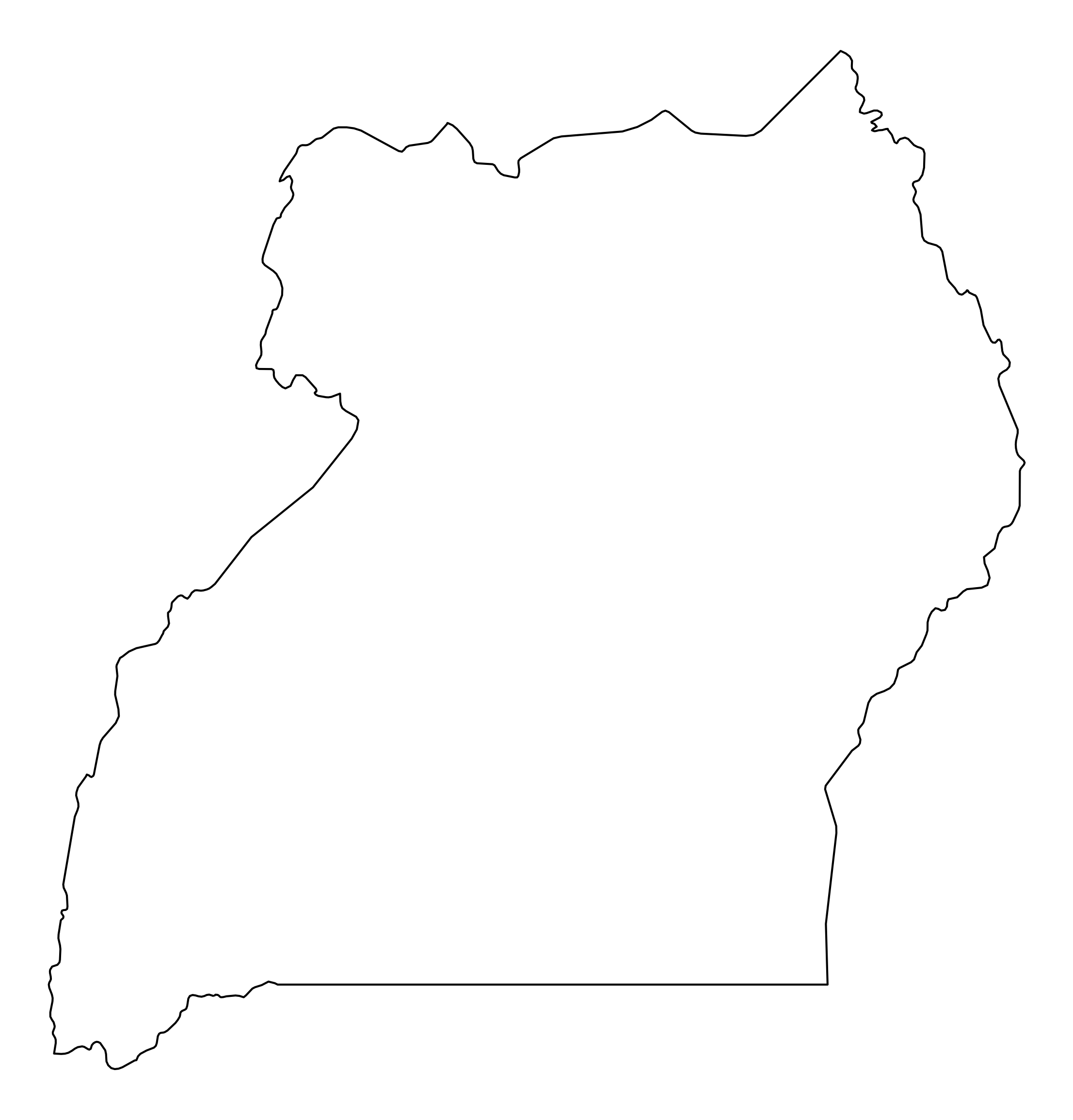 Uganda Outline Map