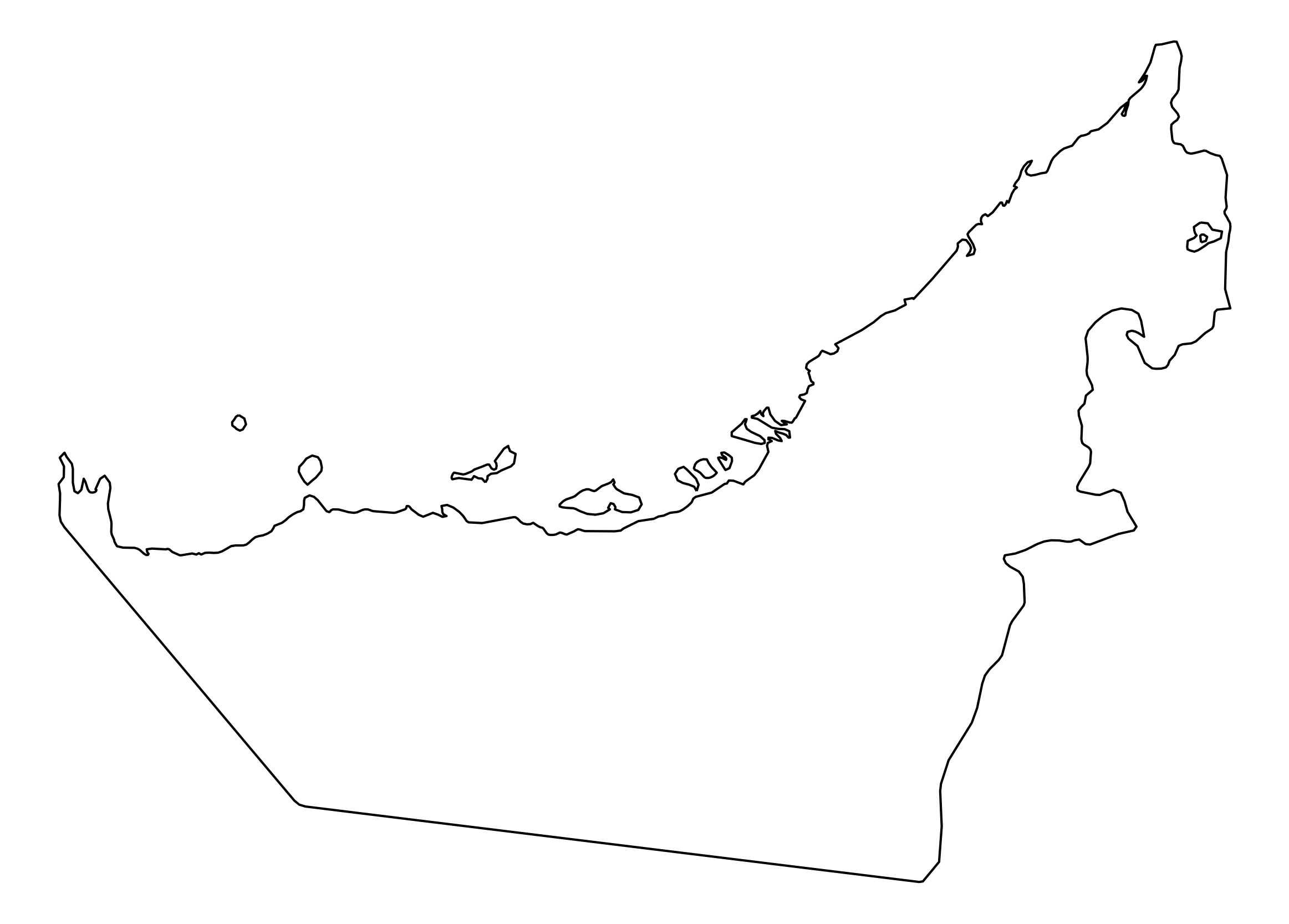 United Arab Emirates Outline Map