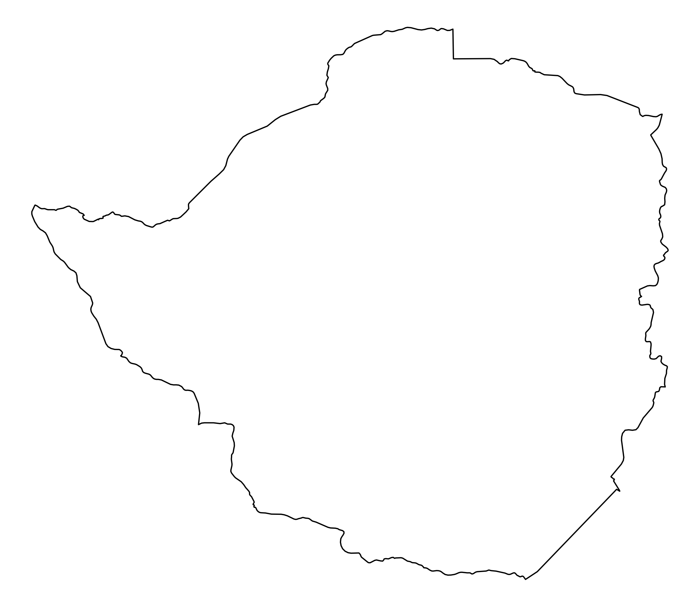 Zimbabwe Outline Map